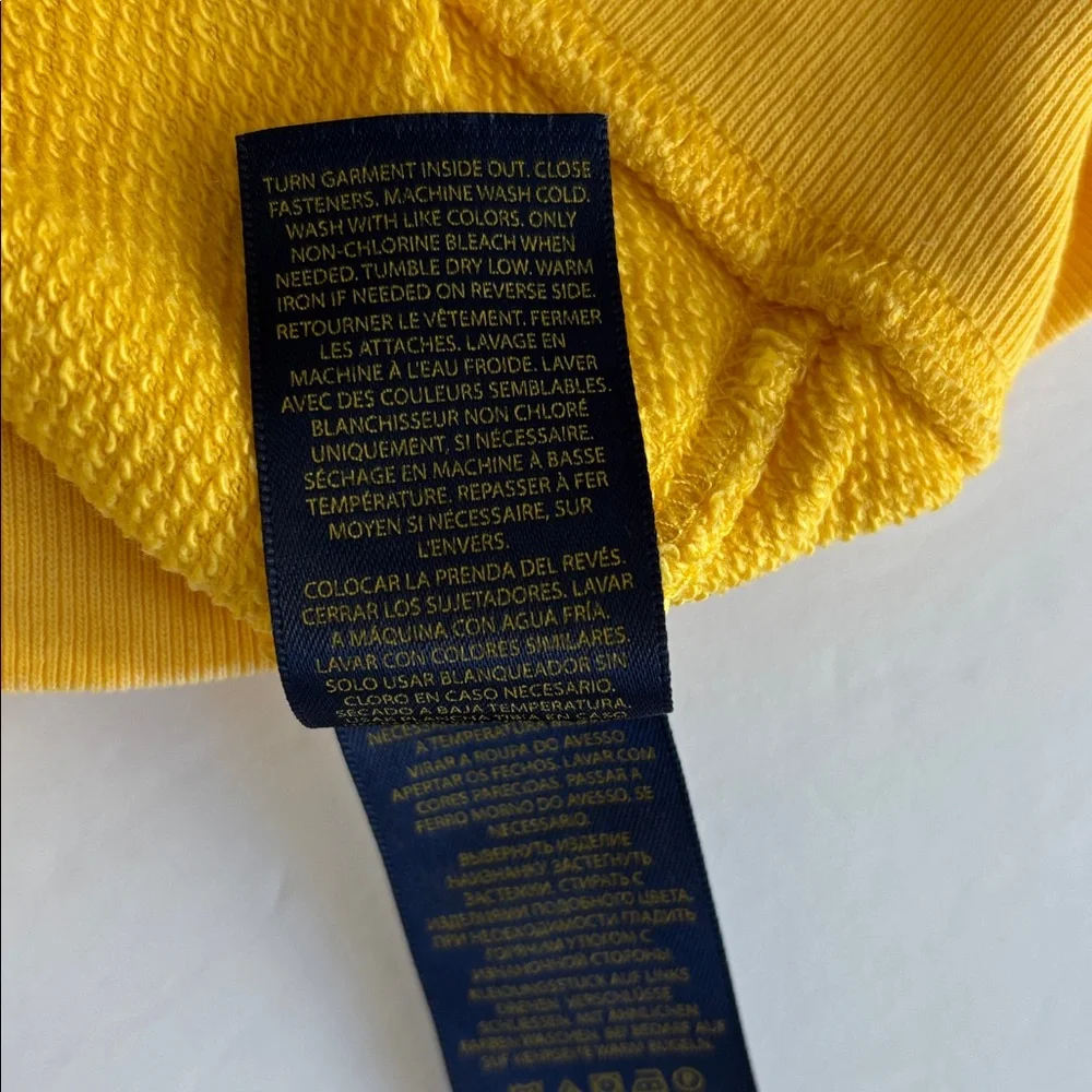 Polo Ralph Lauren Distressed Yellow Big Pony‎ Logo Full Zip Hoodie Boys Large